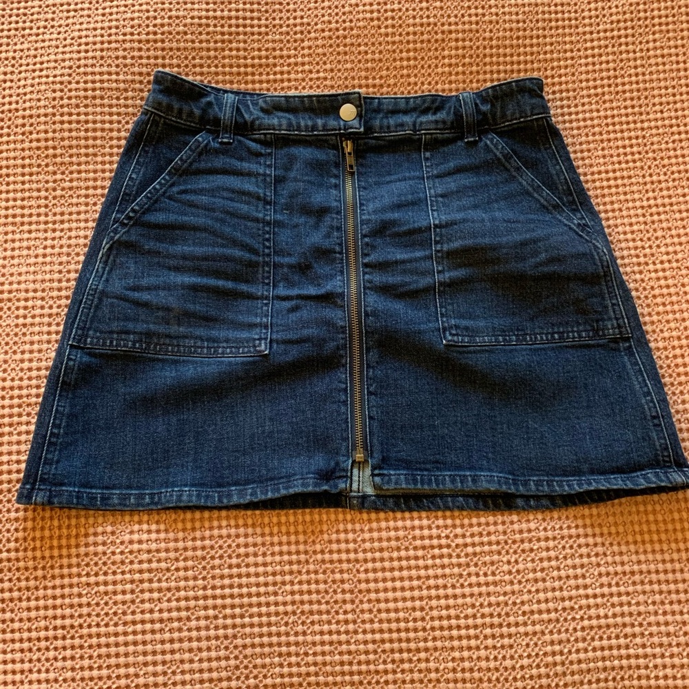 Denim zip up skirt